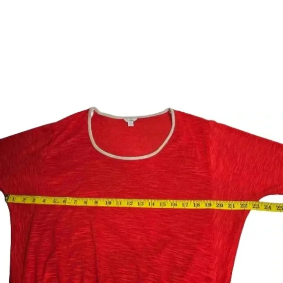 Guess Women's Red Dolman Sleeve Beige Tie Waist Pullover Blouse Size Small - Picture 5 of 8